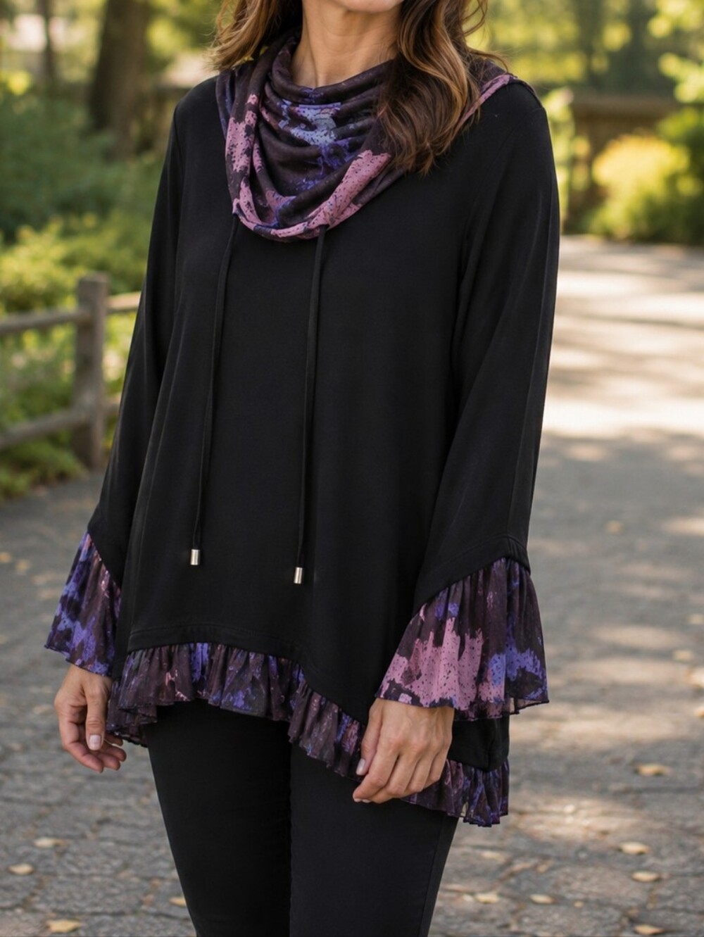 NWT Orly Black Stretch Mesh Cowl Neck Top Fairy Grunge Dark Romantic Goth Boho